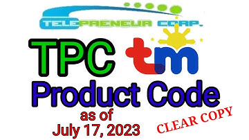 TPC TM Product Code as of July 17, 2023, Clear Copy | Updated TPC TM Product Code Clear Copy@TPCCODE