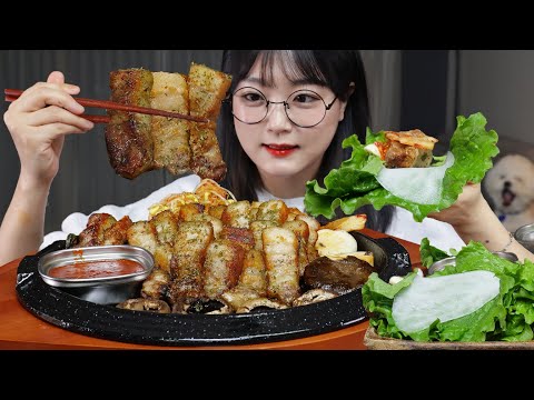 サムギョプサルを家でおいしく焼いて食べました！🥩モッパン | ASMR 咀嚼音 | MUKBANG