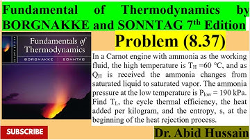 Find TL, the cycle thermal efficiency, qh, and s|P-8.37| Fundamental of Thermodynamics by BORGNAKKE