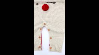 Cartoon Deer Splicing Knitted Baby Romper Onesies Jumpsuit Long Sleeve Wholesale