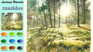 Without Sketch Landscape Watercolor - sunshine (wet-in-wet, Arches rough) NAMIL ART