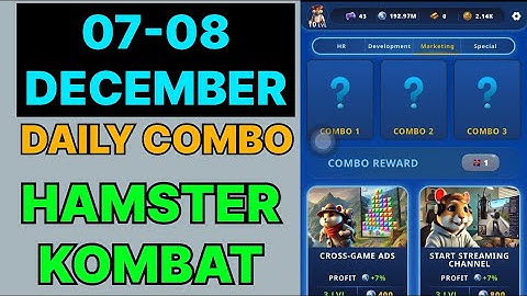 Hamster Kombat Daily Combo | Hamster Kombat Daily Combo Today 07 December I Hamster Kombat Combo 
