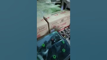 Automatic carton box top tape sealing machine with side pushing labeling machine video