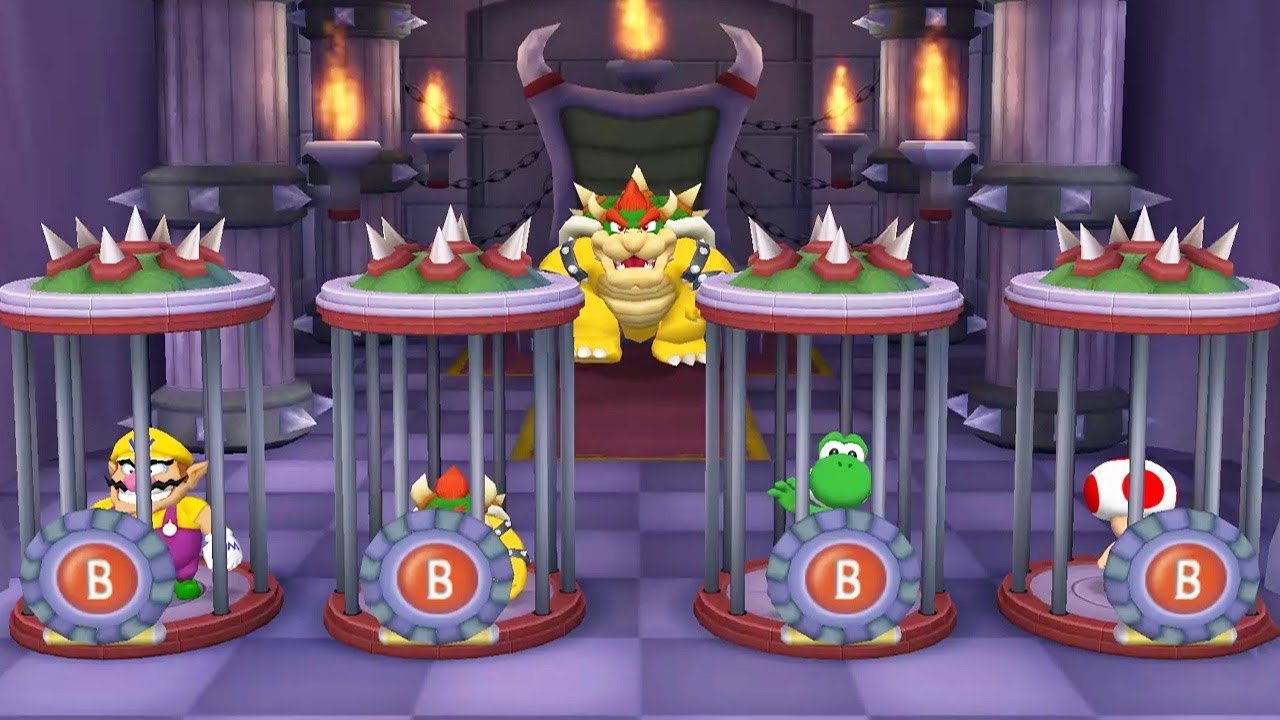 Mario Party 5 - Minigames #5 - Wario vs Bowser Jr. vs Yoshi vs Toad All Funny Mini Games