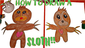 How To Draw A Cute Sloth 🦥 |  Easy Step by Step Drawing Tutorial | Follow Along Drawing Lesson