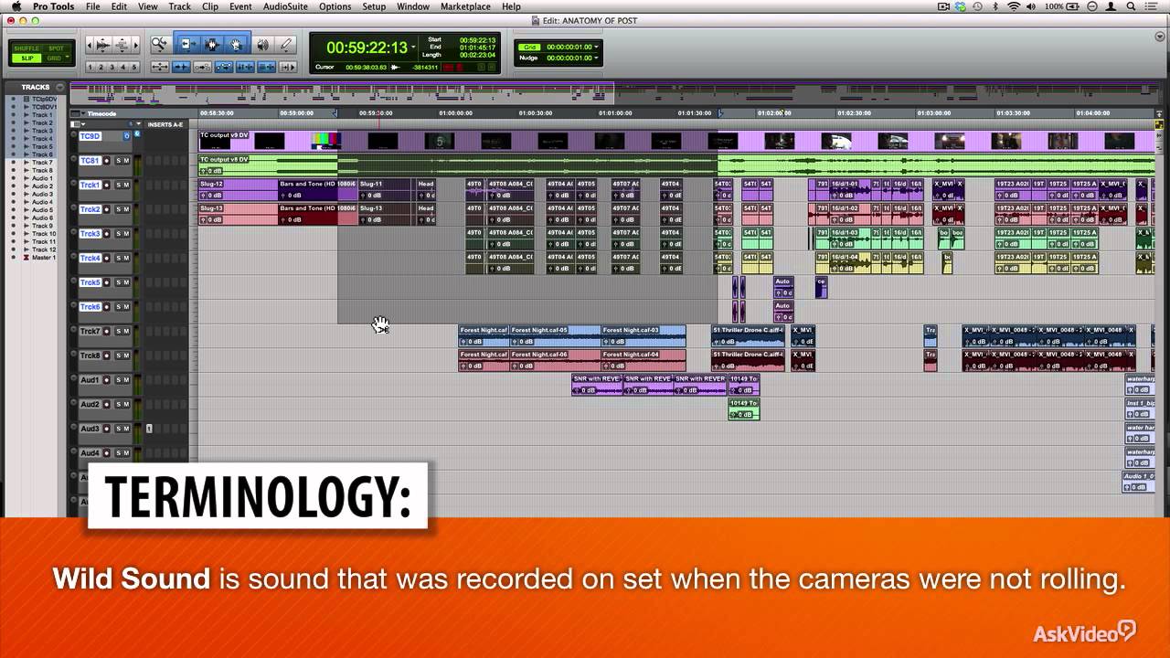 1. a Layout: Session of Film  Editing Post-Production 302: Dialog Project Anatomy Pro - Tools TV For Pro Tools Post-Production Editing For Film  Project 1. of Session 302: a Anatomy TV Layout: - Dialog
