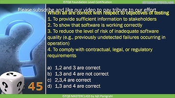 1 1 1 Typical Objectives of Testing QUIZ   8 : ISTQB Foundation level 2018 Question bank