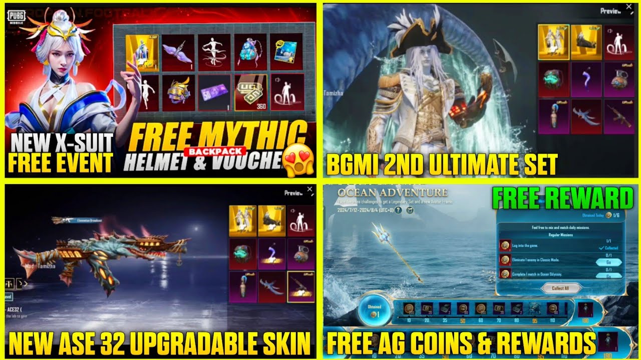 FREE MYTHIC HELMET & BACKPACK | NEW X-SUIT FREE REWARD EVENT | BGMI 2ND ...