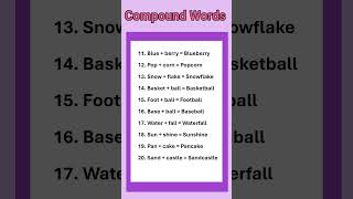 20 compound words | what is compound word | example of compound words | compound words