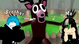 SURVIVING 99 NIGHTS IN THE FOREST WITH MY BROTHER.. (ROBLOX)