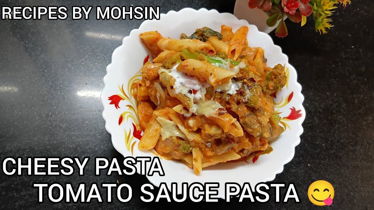 Tomato sauce pasta recipe 😋 👌🏻 Easy and cheesy 🧀 Recipes By Mohsin 