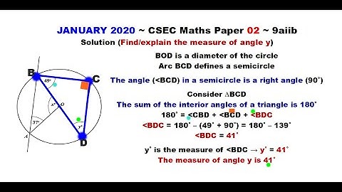 Paper2-CSEC-MATHS-325 ~ Circle Geometry & Angle y ~ January 2020 Number 9aiib