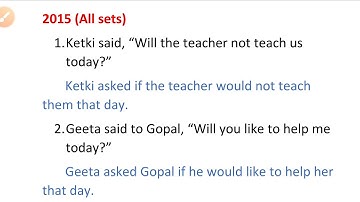 2015 (All sets) direct and indirect speech from English excellent grammar guide class 10th