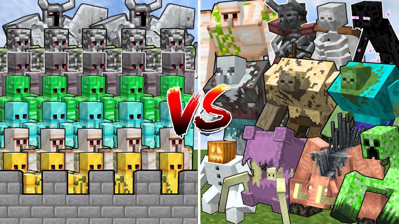 ALL MUTANT MOBS x10 vs GOLEM CASTLE | Minecraft Mob Battle - YouTube