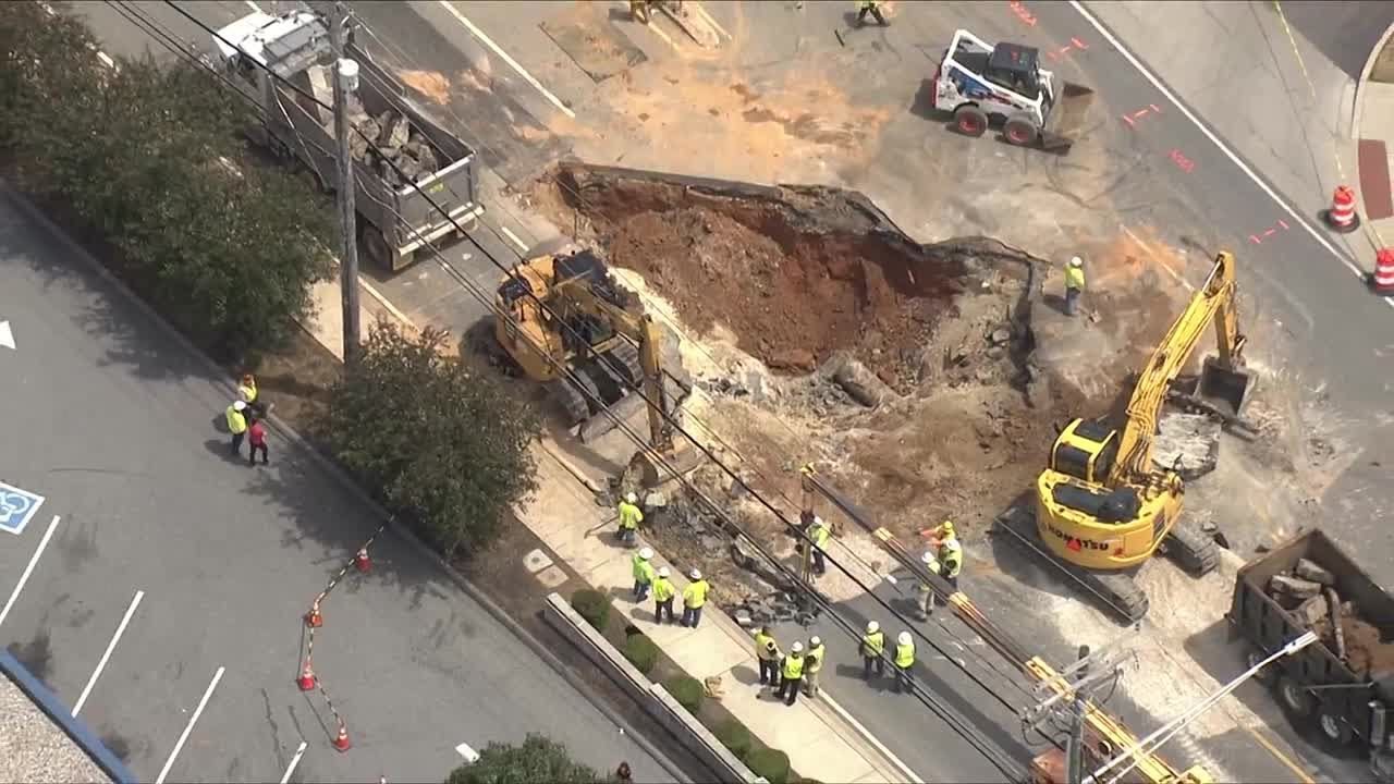 baltimore county restaurant week SkyTeam 11 video shows road collapse in Timonium