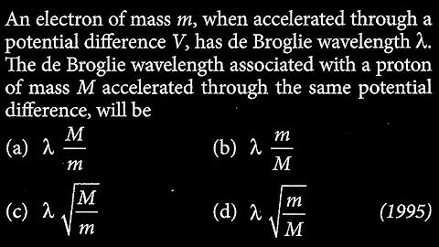 An electron of mass m, when accelerated through a potential difference  MP DTS 09 Q9
