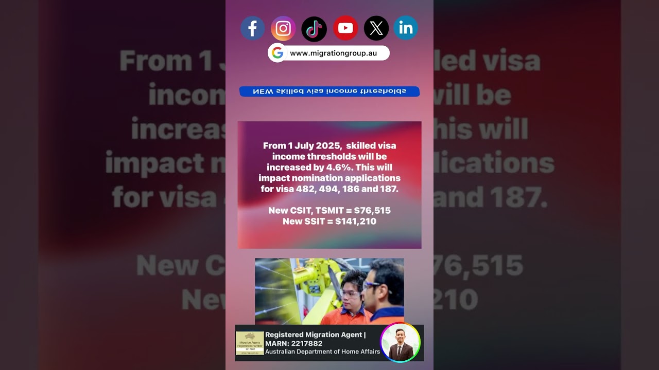 📢 IMPORTANT UPDATE: Skilled Visa Income Thresholds Increasing from 1 July 2025 📢