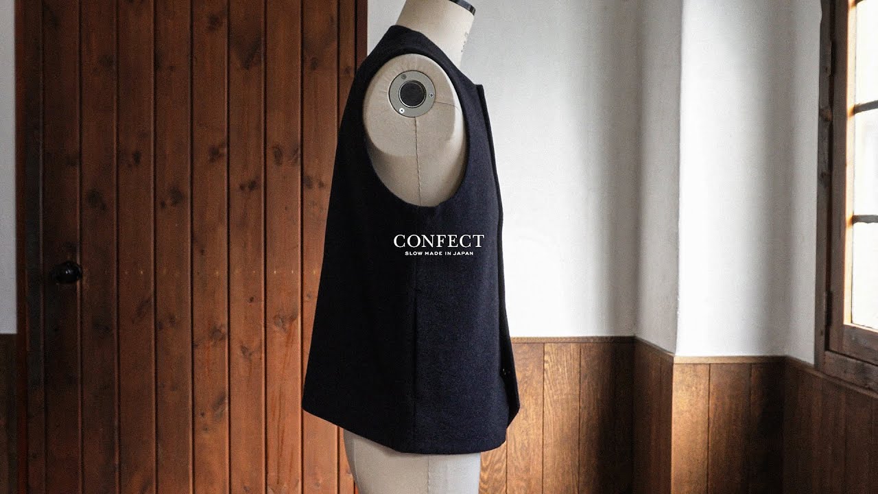4K【Experience CONFECT Clothes】 ウールモッサークルーネックベスト - YouTube
