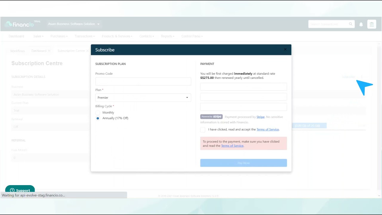 Financio : How to Subscribe
