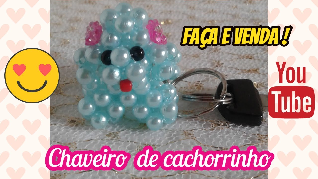 Chaveiro de cachorrinho com pérola/Fazendo Arte