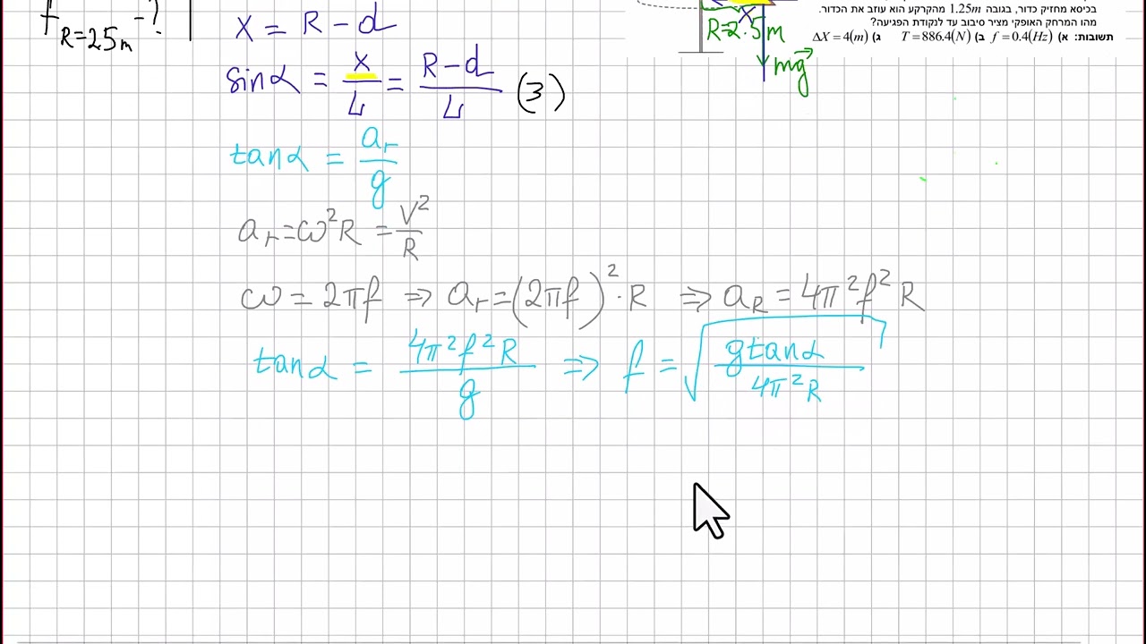 תרגיל מעגלית אופקית ואנרגיה - הכנה למבחן