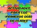 Actividades para los primeros días