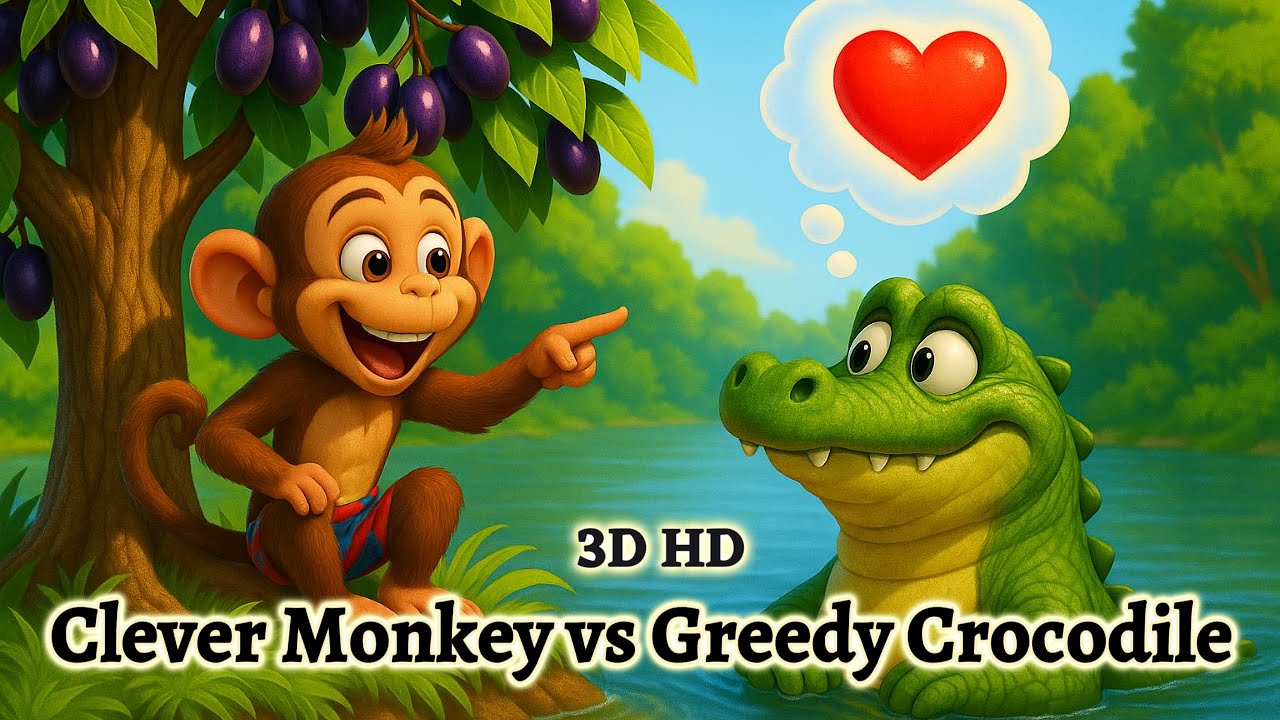 The Monkey and The Crocodile | 3D HD English Moral Story | Kids Story | Animated Tale in English