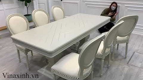 Bộ bàn ăn tân cổ điển mặt ghép xương cá