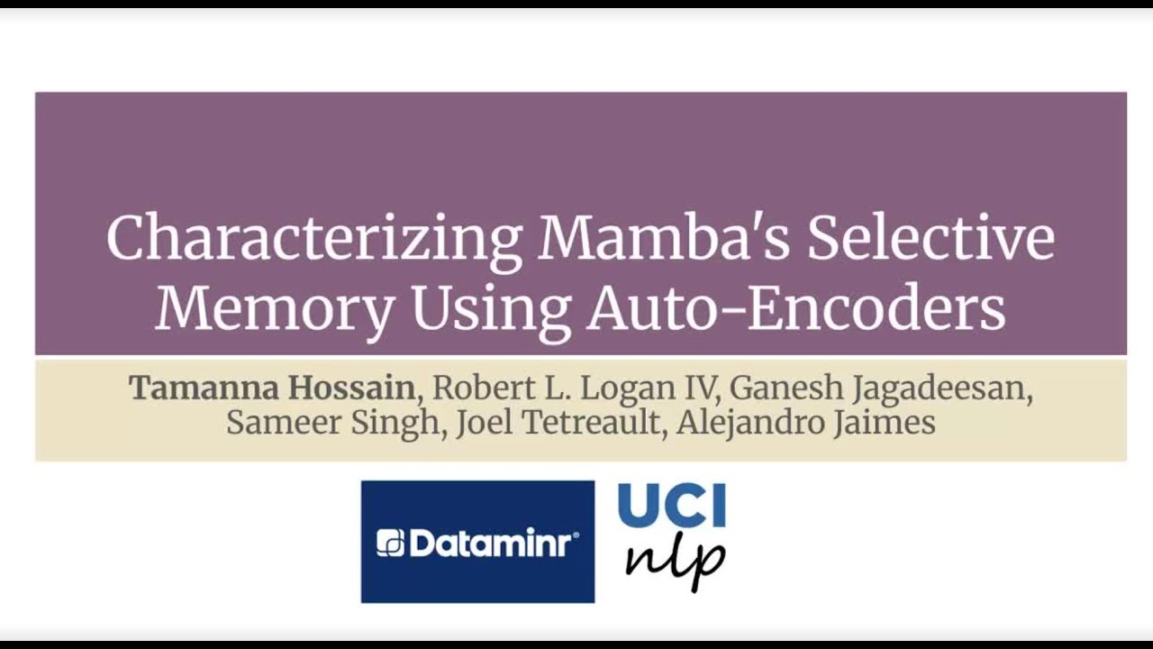 Mamba Memory Characterizing Mamba's Selective Memory using Auto-Encoders - YouTube