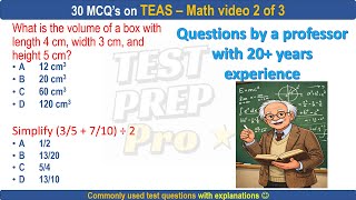 TEAS Math practice questions 2 of 3 | TEAS  | #math #algebra  #conversions #decimals #fractions