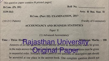 B.com 3rd year exam paper 2017 ( Advanced Accountancy) | Dr. Ruchi Khandelwal