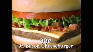Wendy's (1994) Television Commercial - JR Bacon Cheeseburger