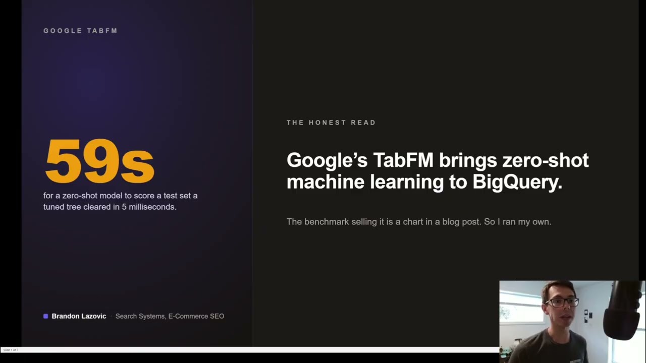 Video thumbnail: Google's TabFM brings zero shot prediction to BigQuery