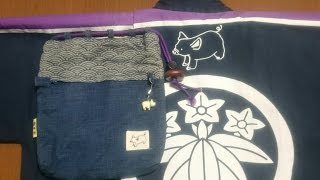 隠しポケットが有る【手作りのオリジナル巾着袋】The original purse(kinntyaku-fukuro)