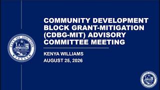 Community Development Block Grant Mitigation | Advisory Committee Meeting August 2026