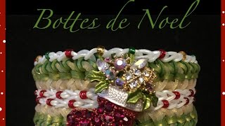 Rainbow Loom Band Bottes de Noel Bracelet Tutorial/How To