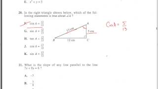 ACT Test 2 Math. Question 20.