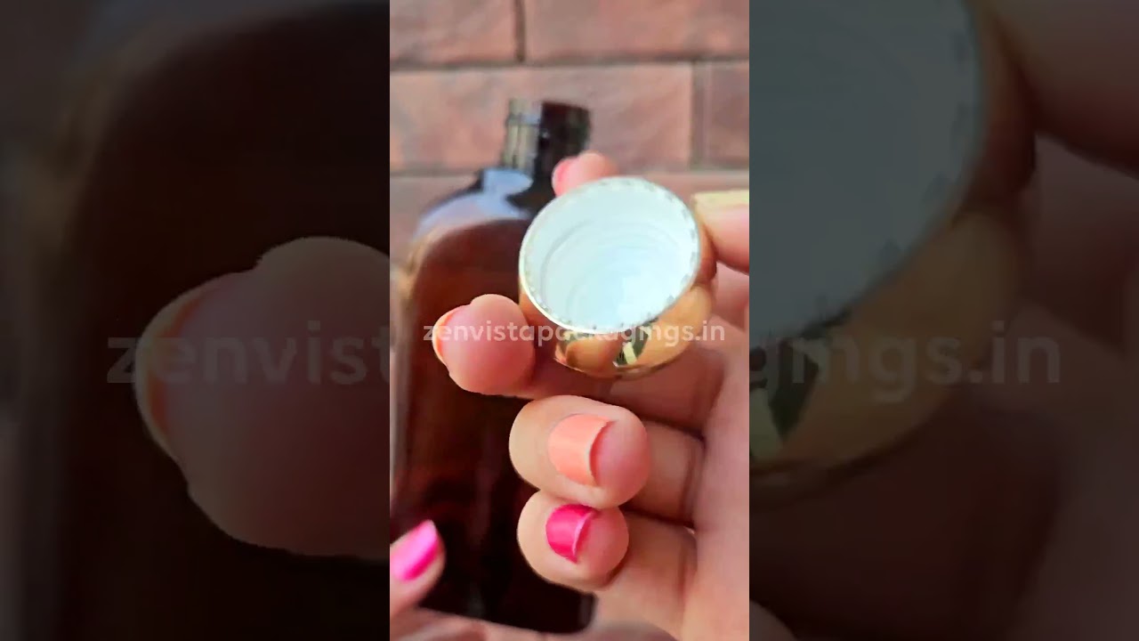 ZMA43| 🎁 AMBER COLOR PET BOTTLE WITH  GOLD METALIZED DOME CAP🎀😍