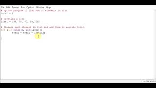 Python program to find sum of elements in list