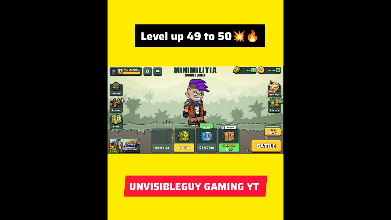 mini militia level up 49 to 50 💥🔥 