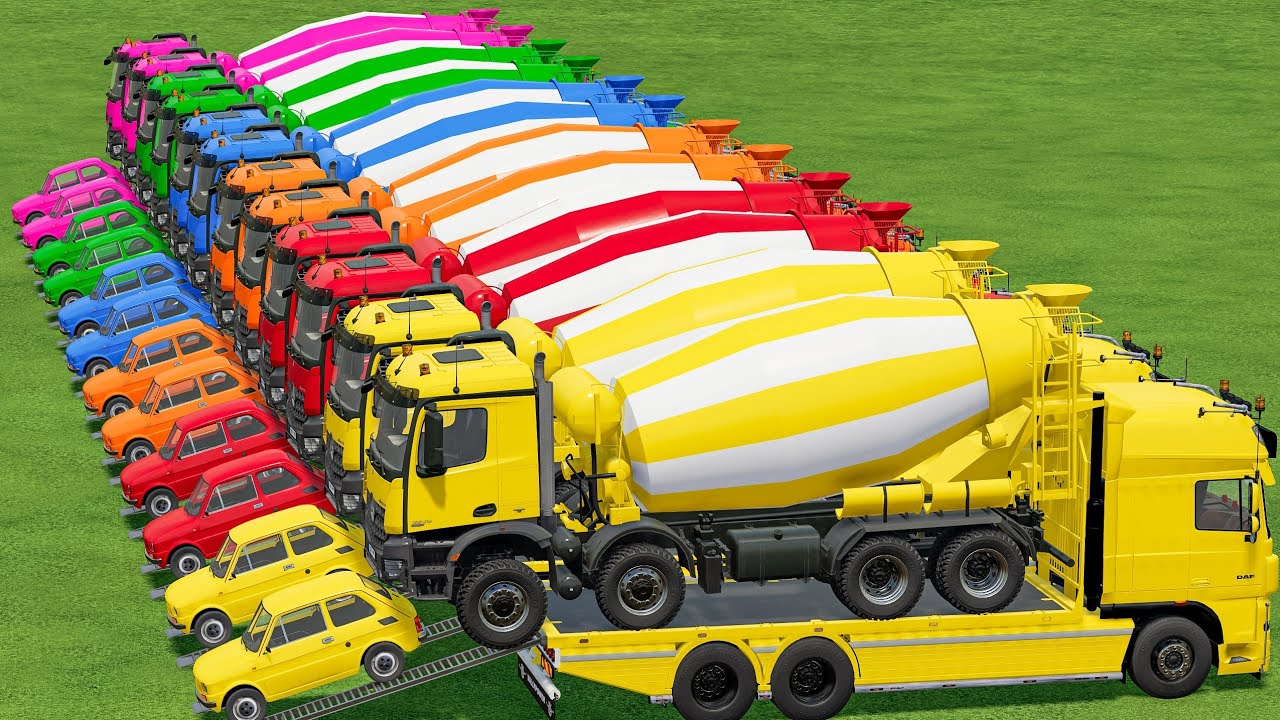 Mini Cars vs Biggest Mixer With Trucks In Fs22 | Farming Simulator 22 |