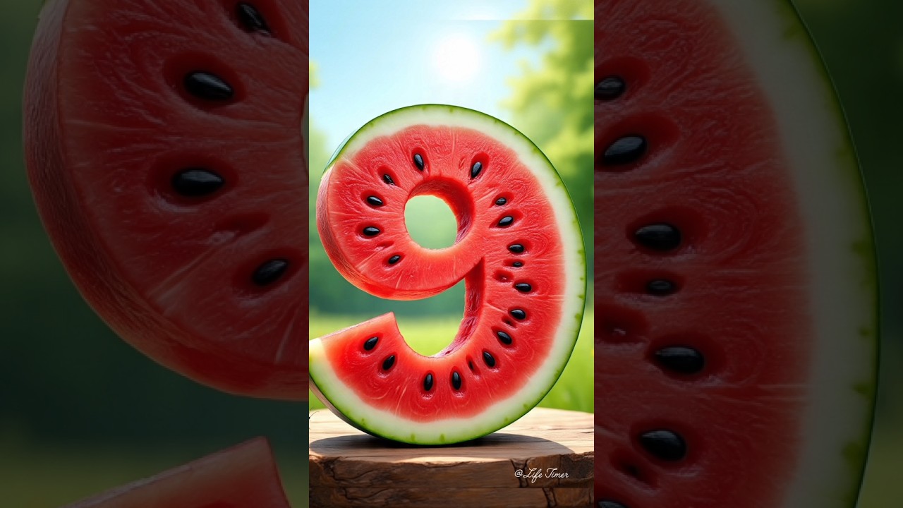 Juicy Watermelon Countdown 🍉 | 9 to 0 with Voice for Kids & Fun 