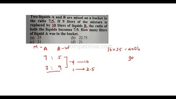 Two liquids A and B are mixed an a bucket in the ratio 7:5. If 9 liters of the mixture is