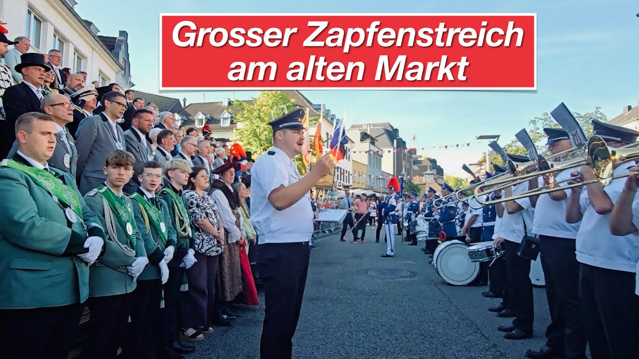 Mönchengladbach Stadtschützenfest 2025 - Grosser Zapfenstreich am alten Markt (4K)