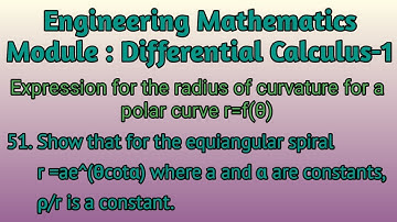 Show That For The Equiangular Spiral r=ae^(θcotα) Where a And α Are Constants, ρ/r Is A Constant