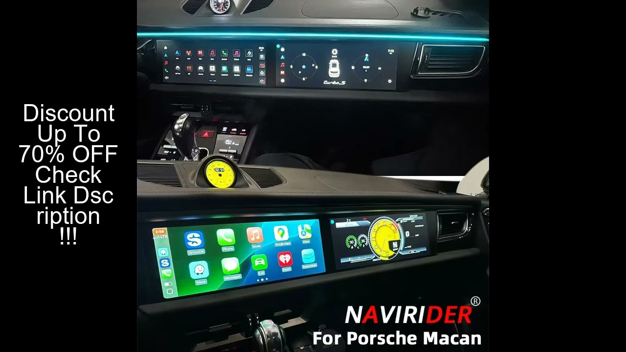 Dual Display Screen For Porsche Macan 2014-2017 Multimedia Video Player Stereo Navigation GPS Auto R