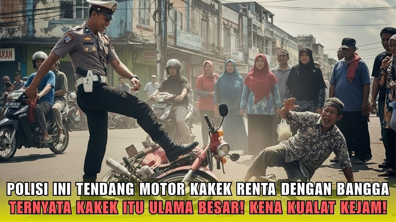 Tendang Motor Milik Kakek Renta, Polisi Baru Ini Kena Kualat Kejam! Ternyata Kakek Itu Ulama Besar!
