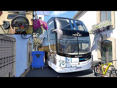 Realistic Bus Driving through Tight roads of Portugal 🇵🇹 | Bus Simulator | Logitech G29 Setup