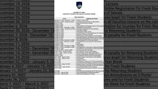 unilesa 2026/2027 Academic calendar