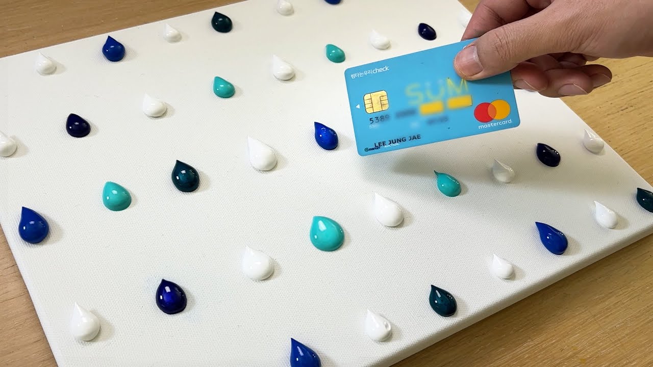 Painting with a Credit Card / Acrylic Painting Technique YouTube